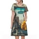 thumbnail image 1 of Easygdp Desert Monkeys Drive para Vestido Transpirable de Mujer, Vestido Suelto de Manga Corta con Pliegues y Bolsillos para el Verano, 1 of 6