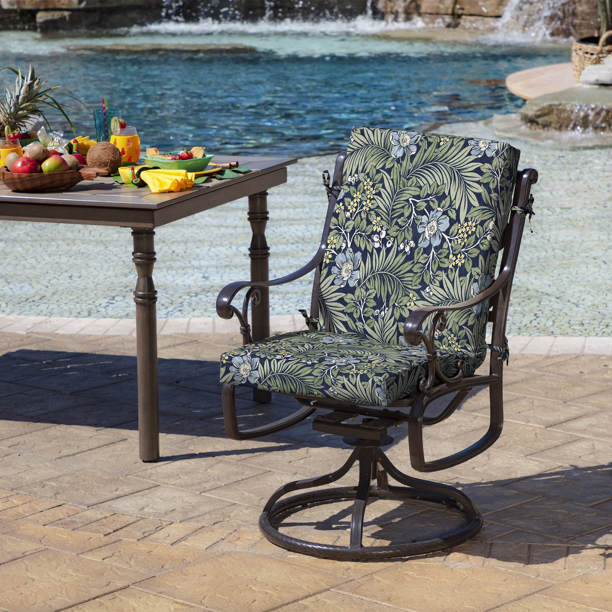 ARDEN Outdoor Dining Chair Cushion, 2 Pack, 20 x 20, Rain-Proof, Fade Resistant, Sapphire Morrison Floral