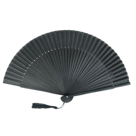 

Men Folding Fan Men Black Foldable Fan Black Bamboo Bone Gentleman Elegant Handheld Fabric Fan Chinese Style Folding Fan (One Fan + One PP Bag)