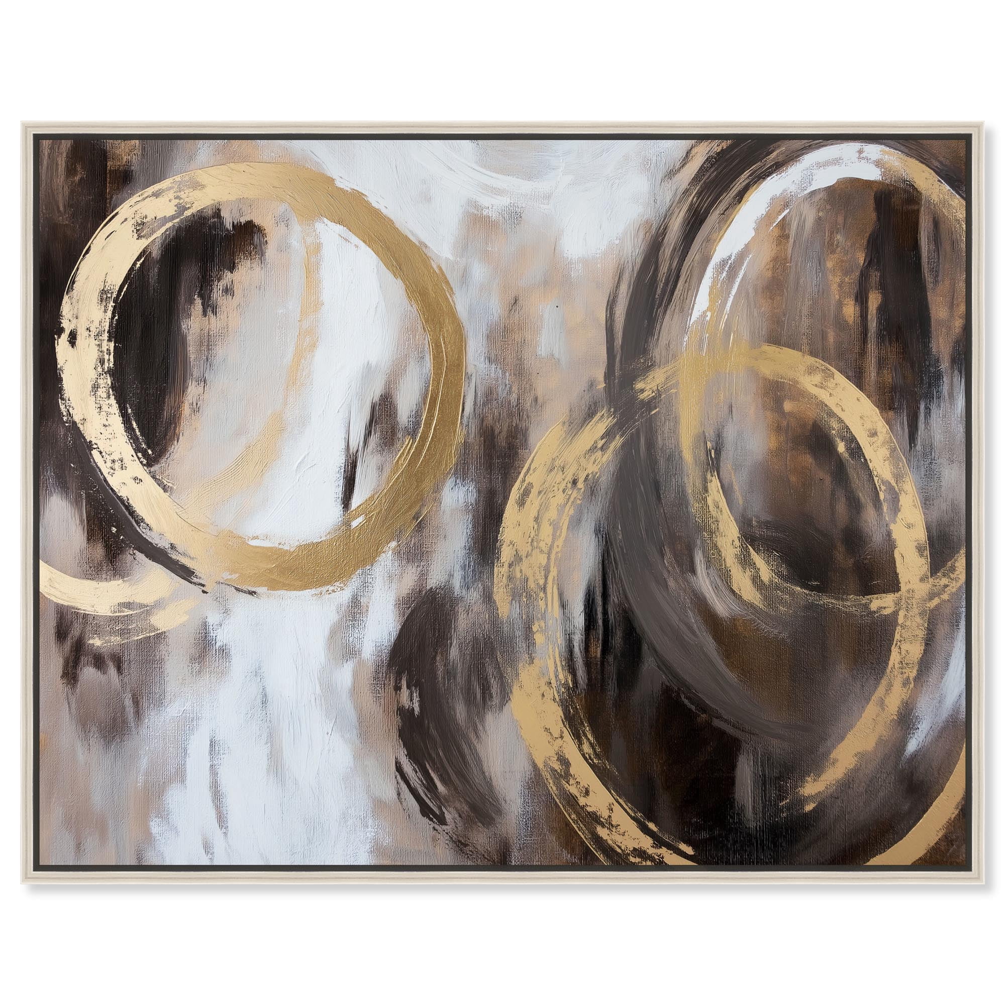 Swirling Forms with Gold Canvas Luxury Abstract Art by Art Remedy Silver Frame 24 x 20
