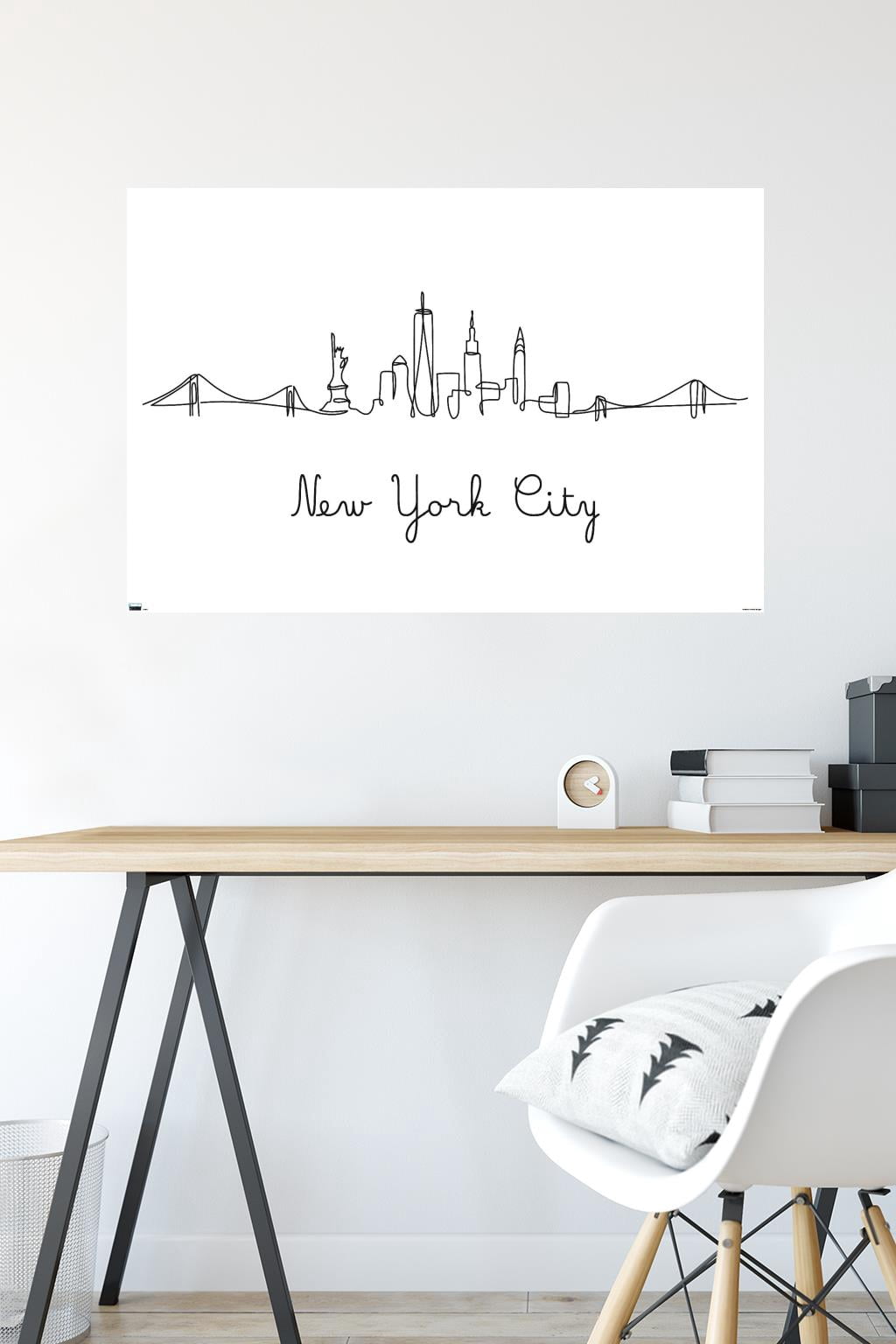 Line Art Skyline - New York City Wall Poster, 22.375" x 34"