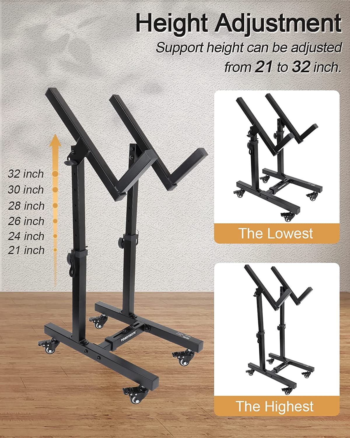 Adjustable Mobile Guitar Amplifier Stand with Tilt and Wheels for Stage Monitor