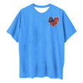 thumbnail image 3 of Camiseta de Cuello Redondo Impresa Delantera Y Trasera Del Día de la Independencia de las Mujeres, Tops Cortos Casuales para las Mujeres, 3 of 5