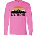 thumbnail image 3 of Inktastic Seattle Washington Skyline Sunset Long Sleeve T-Shirt, 3 of 5