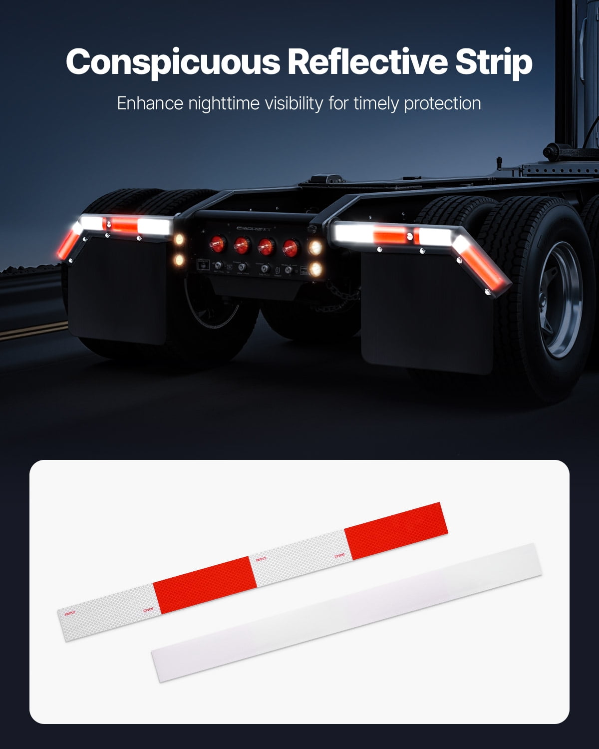 KFFKFF Angled Spring-Loaded Mud Flap Hangers, 1-1/8" Bolt Spacing for Semi Trucks, Heavy-Duty Mud Flap Hanger Set with Reflective Strips, Black