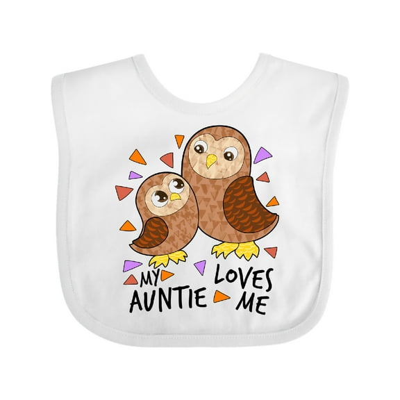 Inktastic My Auntie Loves Me- cute owl family Boys or Girls Baby Bib