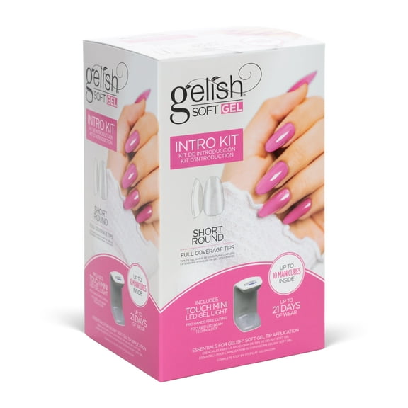 Gelish Soft Gel Intro Short Round Gel Nail Kit with 110 Ct Pre Shaped Tip