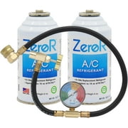 ONKER AC Refrigerant | R134a Replacement | 2 6oz Cans for AC Recharging + 24" HD Can Tap Gauge