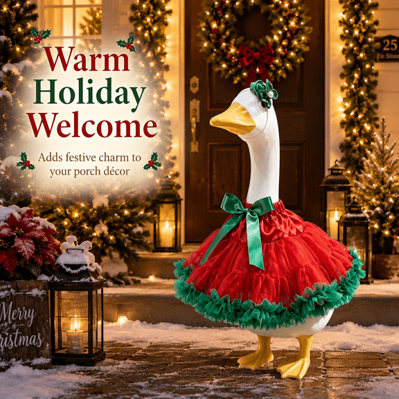 Christmas Yard Goose Dress Costume Set - Porch Goose Holiday Attire Full Outfit For Front Porch Lawns Patio Garden Winter Xmas Outdoor Decor