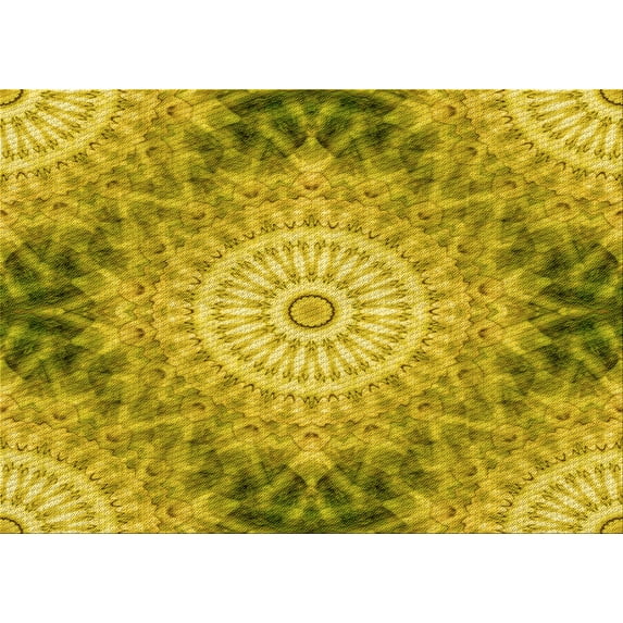 Ahgly Company Machine Washable Indoor Rectangle Transitional Dark Yellow Green Area Rugs, 8' x 10'