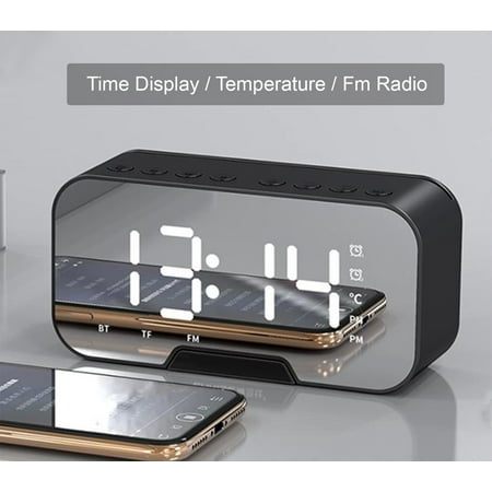 Digital Alarm Clock Radio: 5.5” Large LED Display with 3 Brightness Dimmer, Dual Alarms, FM Radio, Bluetooth Speaker Clock for Home Bedside Bedroom, Black
