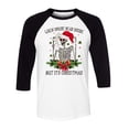 thumbnail image 1 of Santa Skeleton Dead Inside Three-Quarter Raglan Sleeve Baseball Shirt Unisex X-Small White/Black, 1 of 5