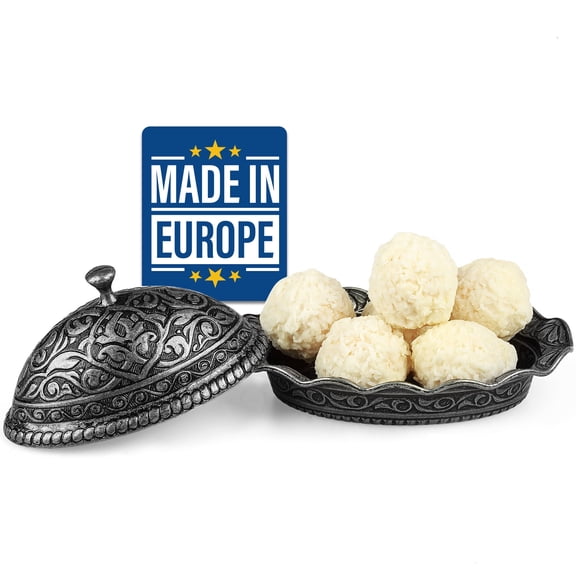 Crystalia Ellipse Traditional Turkish Delight Metallic Decorative Bowls, Set of 2