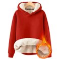 thumbnail image 2 of Hoodies for Women Pullover Fleece Sherpa Lined Hoodie Casual Drawstring Long Sleeve Sweatshirt Warm Winter Clothes, 2 of 4