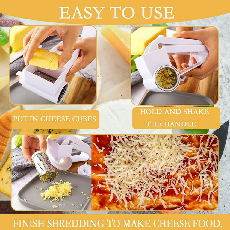 Kitchen Shredder Restaurant Cheese Grater Handheld Rotary, White 