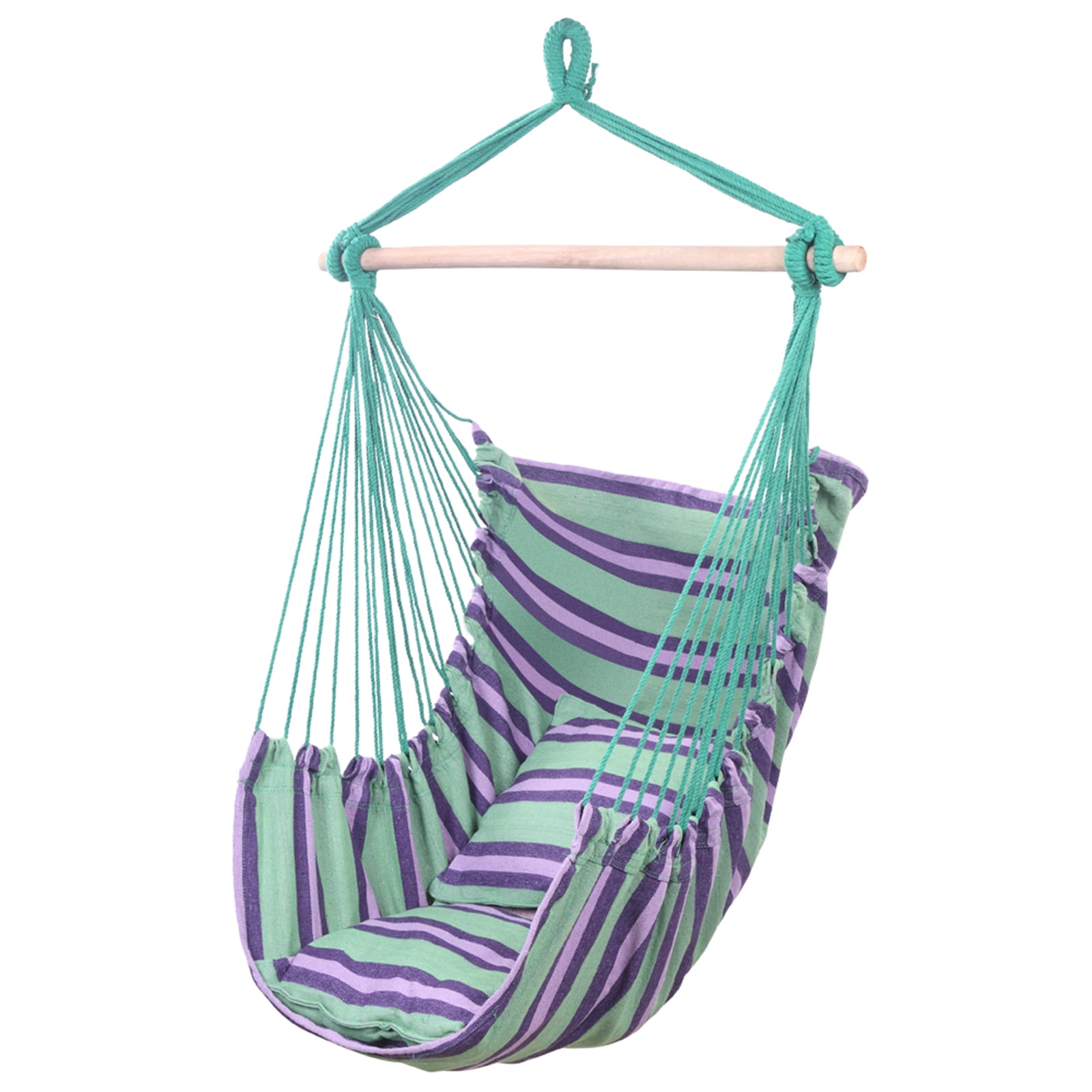 Cotton Striped Hanging Hammock Rope Chair Porch Camping Garden Patio Swing Seat 