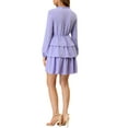 thumbnail image 3 of Allegra K Women's Swiss Dots Tie V Neck Long Sleeve Tiered Dress, 3 of 6