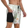 thumbnail image 2 of Sikiie Wildflower Watercolor 2 Print Men's Double Layer Swimming Trunks, Adjustable Waistband and Pockets Sports Swimming Trunks, Beach Swimwear-X-Large, 2 of 6