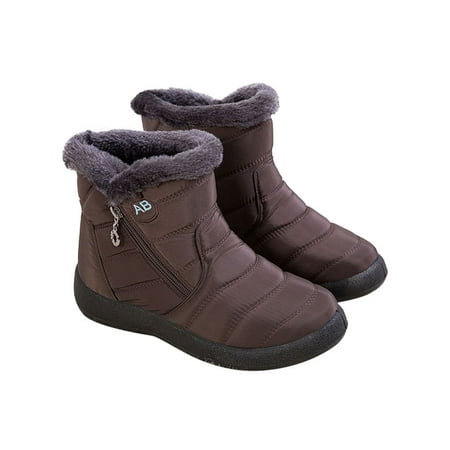 

LUXUR Womens Plush Lined Snow Ankle Boots Ladies Winter Warm Waterproof Flat Shoes