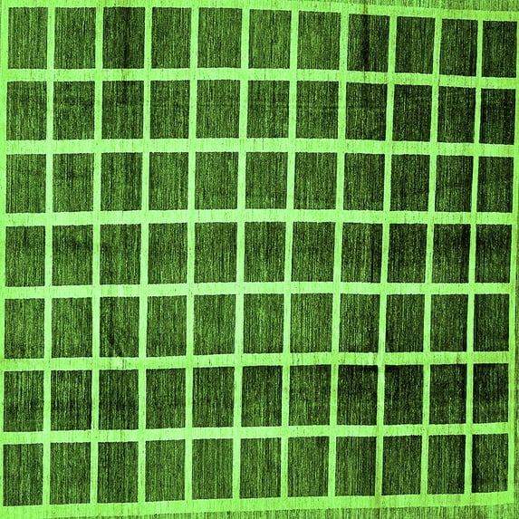 Ahgly Company Indoor Square Checkered Green Modern Area Rugs, 7' Square
