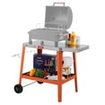 thumbnail image 2 of Feasto Outdoor Grill Table Cart, Pizza Oven Table with Wheels, Stainless Steel Countertop Cart with Foldable Extension Table, Food Prep Grill Cart for Outdoor BBQ,Orange, 2 of 10