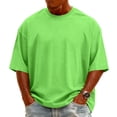 thumbnail image 2 of Men's Knit Crew Neck Short-Sleeve T-Shirt Stylish Casual Pullover Multi-Scene Use For Daily & Weekend All-Season Basic Tops,Fluorescent Green,M, 2 of 4