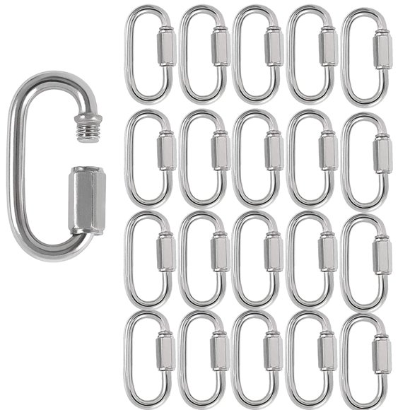 ZOENHOU Lot de 20 M5 3/16 Pouces Lien Rapide, 648 Lbs Chaîne Filetée en Acier Inoxydable Connecteur Verrouillage en Forme de D pour Accessoires de Bricolage