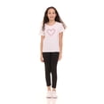 thumbnail image 2 of Pink Angel Girls 2-Pack Ribbed Graphic Tops. Rhinestone Tees, Soft Stretch Everyday Short Sleeve Shirts for Kids Girls, 2 of 8