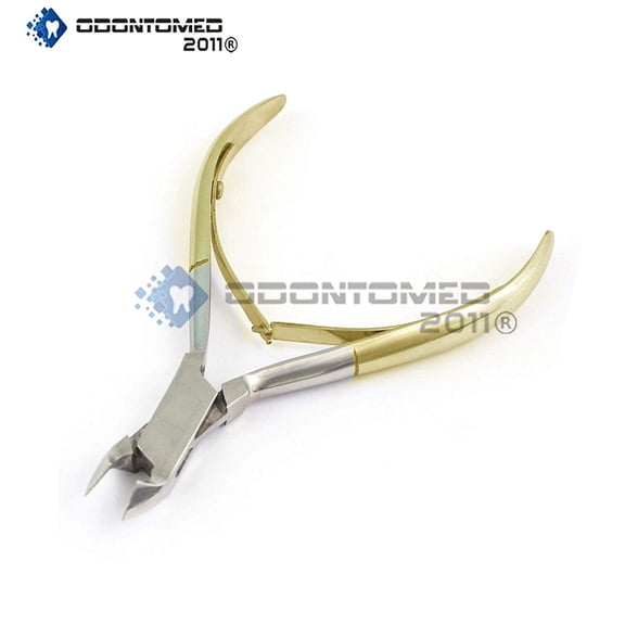 Odontomed2011® Double Spring Cuticle Nippers 4", Half Jaw Gold Handle Odm