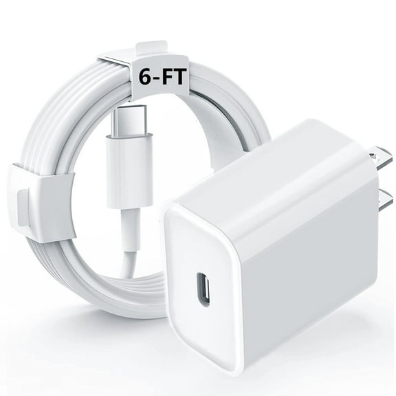 Phone Charger 6Ft Charging Cable and 20W PD USB-C Wall Charger Power Adapter Plug Block Compatible with iPhone 14/13/12/11/SE/XS/XR/8 series