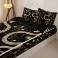thumbnail image 3 of Feelyou Boho Snake Zipper Twin Comforter Sets with Fitted Sheet and 2 Pillowcases, Hippie Floral Moon Stars Zipper Bedding Set, Black Beige, Black Reversible, 4 Pieces, 3 of 7
