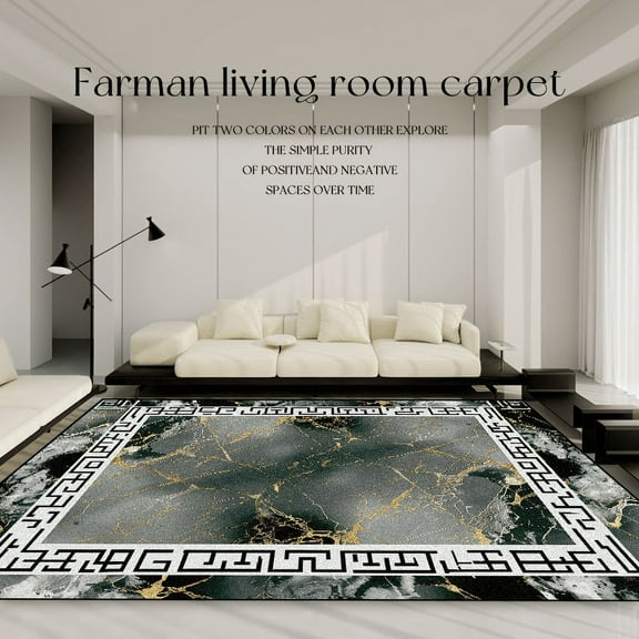 Black Grey ration Home Carpets Living Room Marble Rugs Sofa Area Abstract Floor Mat Non-slip Room Doorway Hallway Carpet