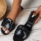 thumbnail image 5 of Sandalias de mujer de una sola línea con punta abierta y tacón plano de talla grande para interior y exterior, sandalias de moda de color liso con tiras cruzadas, 5 of 6
