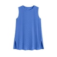 thumbnail image 4 of Wensltd Tank Tops Women Eyelet Embroidery Sleeveless Blouse Round Neck Side Split Hem Solid Color Summer Casual Tunic, 4 of 9