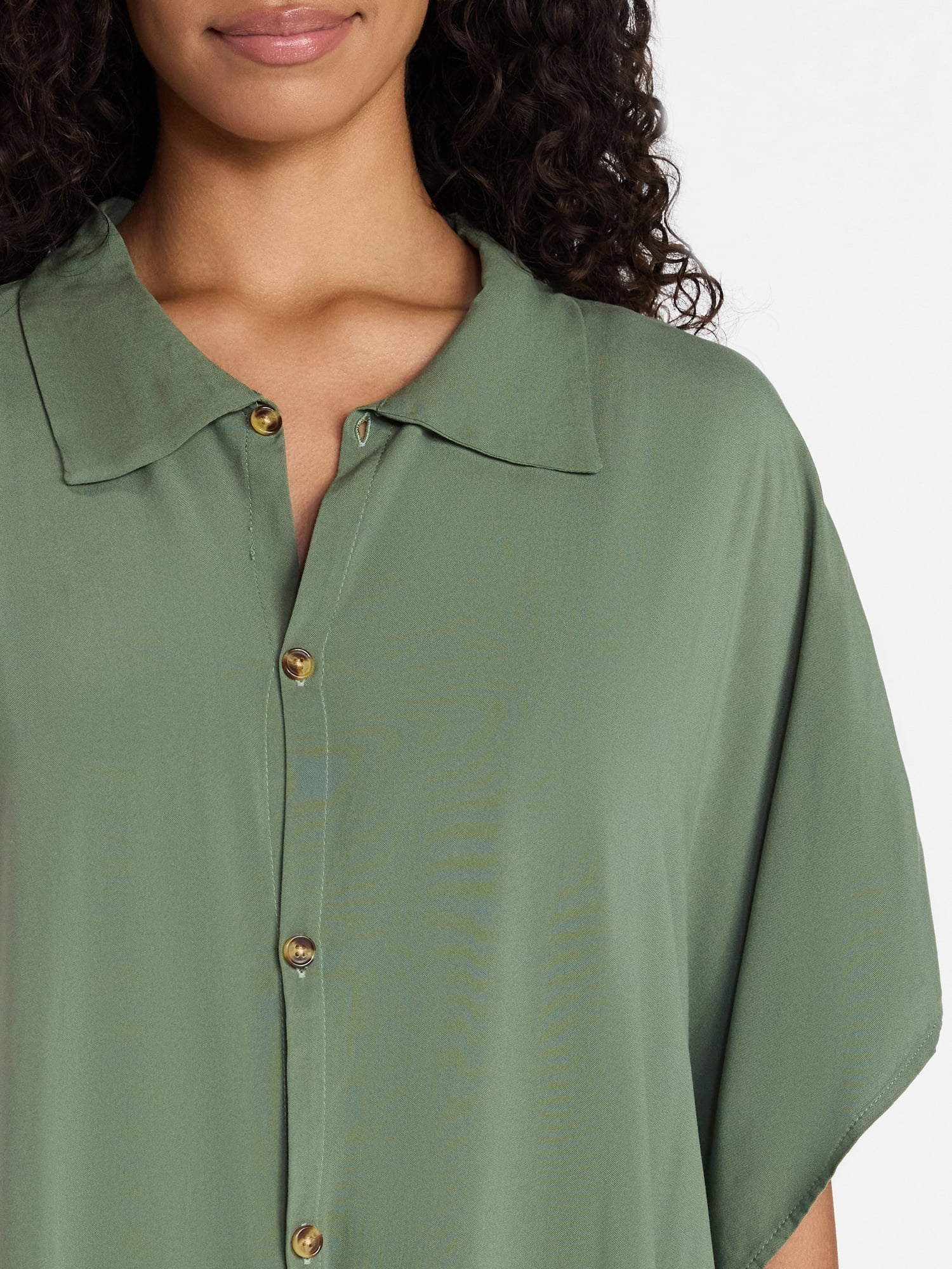 Time and Tru Women's Button-Down Coverup, Sizes S/M-2X/3X