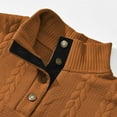 thumbnail image 5 of KHONTS Men's Colorblock Pullover Sweatshirts Long Sleeve Stand Collar Quarter Button Knitted Jackets Quilted Coat Coffee XL, 5 of 7
