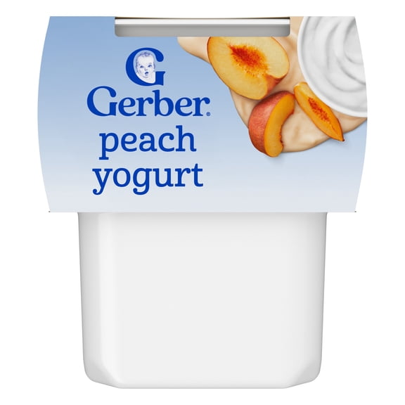 Gerber Yogurt Blends Stage 3 Baby Snacks Peach, 4 oz Tubs (Pack of 2)
