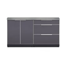 NewAge Products Outdoor Kitchen 3 Piece Cabinet Set in Slate Gray with Countertops
