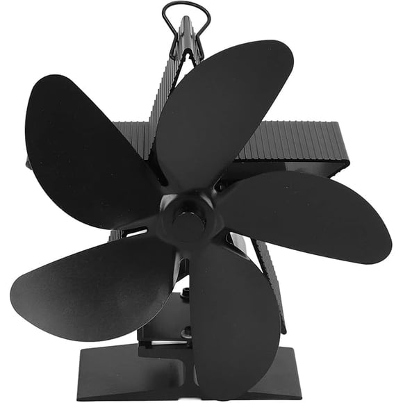 5 Blade Wood Stove Fan Powered Fan Non Electric Wood Stove Eco Thermoelectric Black