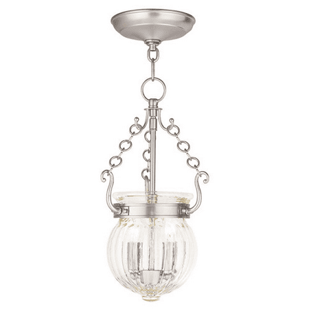 

Pendants Porch 2 Light With Hand Crafted Clear Melon Glass Brushed Nickel size 9 in 120 Watts - World of Crystal