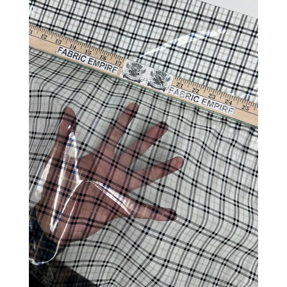 FABRIC EMPIRE TRANSPARENT Vinyl TPU Plaid Print Waterproof .15mm Flexible Clear plastic/54"W/ Sold By Continuous Yard- for Luggages, Garments, Raincoats