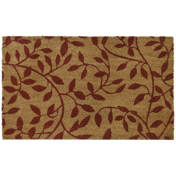 Kate Aurora Rustic Leaves Coir Bristled Outdoor All Season Welcome Mat - 18"x30"