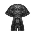 thumbnail image 2 of inhzoy Flower Girls Shiny Sequin Jumpsuits Short Sleeves Short Pants Sets Evening Party Festive Romper Black 16, 2 of 4