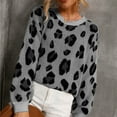 thumbnail image 6 of LYXSSBYX V-Neck Long Sleeve Sweater Tops Hot Sale Clearance for Women's Long Sleeved V-Neck Leopard Print Casual Fashion Pullover Sweater, 6 of 9