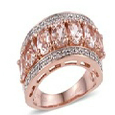Pink Zircon Ring - Morganite Cubic Zircon CZ Rose Gold Over Silver Cocktail Ring Jewelry