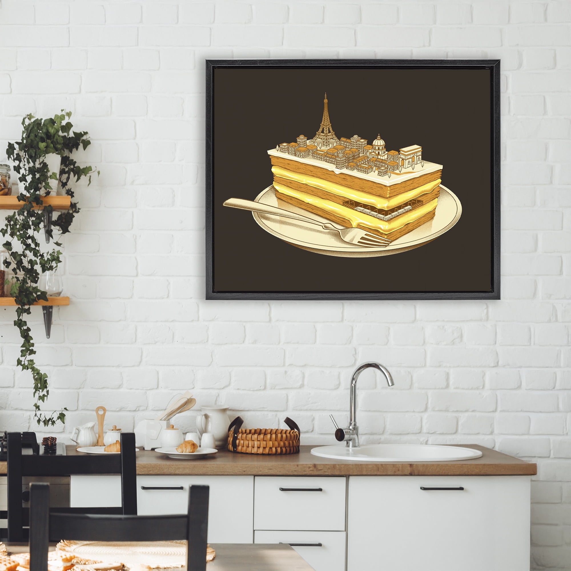 Stupell Industries Hungry For Travels Paris Black Framed Floater Canvas Wall Art, design by Tobe Fonseca