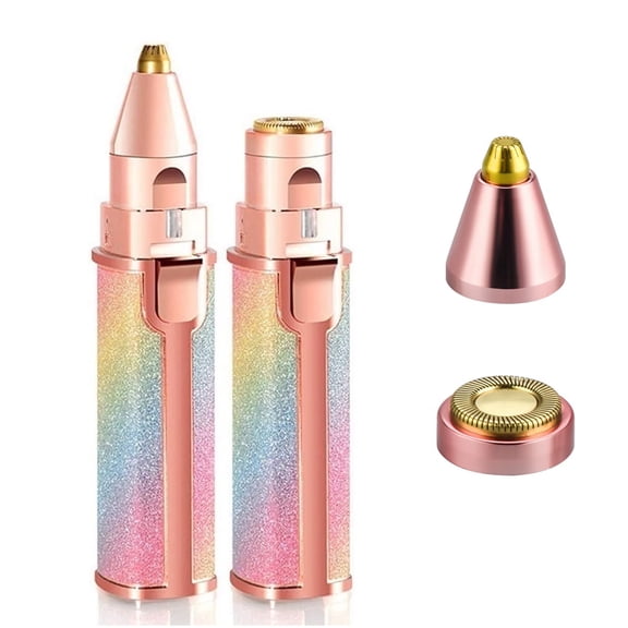 Eyebrow Trimmer Facial Hair Removal for Women 2 in 1 Hair Remover for Women Built-in LED Light 5 inches Painless-Precision Electric Shaver (Rainbow Color)