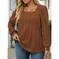 thumbnail image 3 of NISVIYA Women Tunic Tops Square Neck Blouse Long Puff Sleeves Shirts Loose Fit Sweater Casual Tops Fall Fashion, 3 of 5