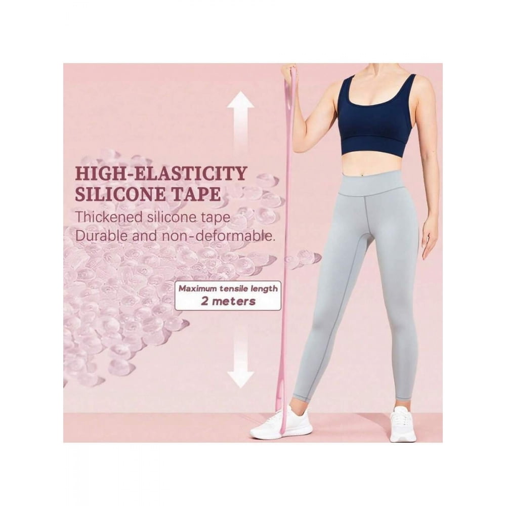 Pink Figure 8 Resistance Band With Textured Handles For Yoga And Strength Training