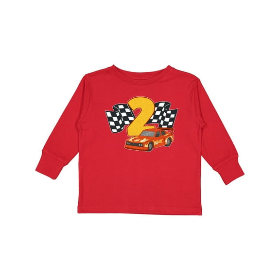 Inktastic Number Two Race Car Boys or Girls Long Sleeve Toddler T-Shirt